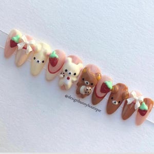 Korilakkuma Press On Nails: Bear Theme, San-X, Summer Nails