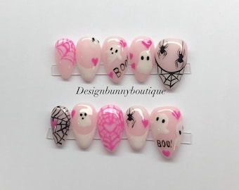 Halloween Press On Nails: Ghost Nail Art, Horror Fake Nails