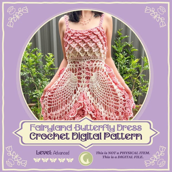 Fairyland Schmetterling Kleid häkeln Digital Pattern