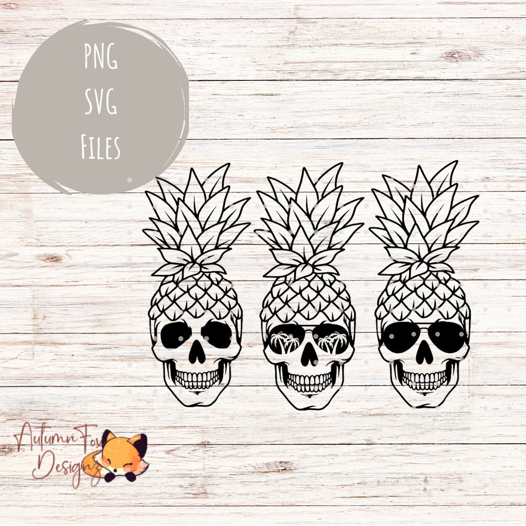 Pineapple Skull Bundle Svg Png Digital Download Summer Svgs Summer Pngs