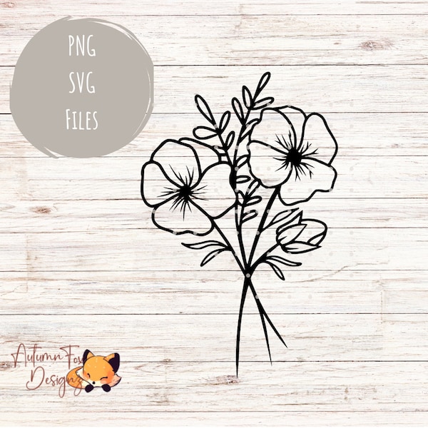 Line Art Violet flower Svg Png | February birth flower| digital download | flower Svg Png | Cricut designs