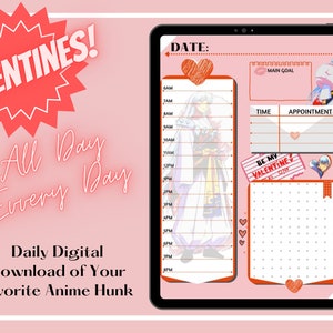 valentines, daily template, anime digital planner, goodnotes, notability, pdf planner, journal, manga, daily, undated