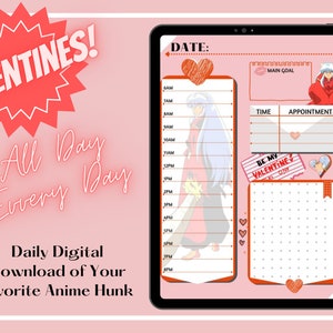 valentines, daily template, anime digital planner, goodnotes, notability, pdf planner, journal, manga, daily, undated