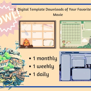 Howl, anime digital planner, goodnotes, notability, pdf planner, journal, manga, monthly, undated year