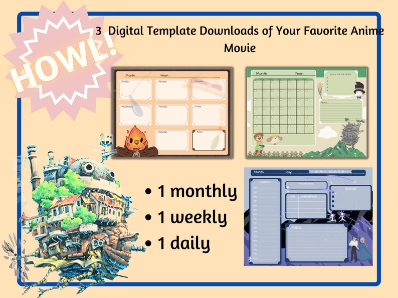 Howl, Anime Digital Planner, Goodnotes, Notability, Pdf Planner