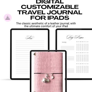 Digital PDF Customizable Travel Journal | Aesthetic Leather Diary for GoodNotes |  iPad Planner,  Download,
