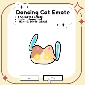 Katzentanz Emote | Animiertes Katzen Tanz Emote | Rave emote | Glückskatzen Emote | Katze Klecks Animiert | süße, kawaii, schlichte Glückskatze