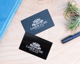 Laser Engraved Black Metal Business Cards