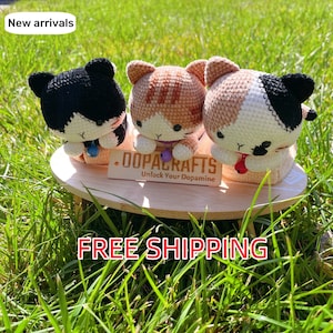 Crochet cat Crochet animals toy Amigurumi cute kitty doll Crochet stuffed chubby cat toy handmade gift cat doll Crochet toy for bag charm
