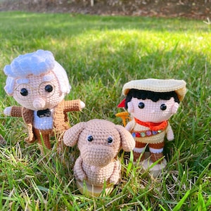 Up Movie Crochet Doll Set | Handmade Amigurumi Carl, Russell & Dug Plush | Pixar Fan Collectible Gift