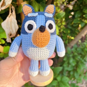 Handmade Bluey Crochet Doll: Amigurumi Heeler Dog Toy