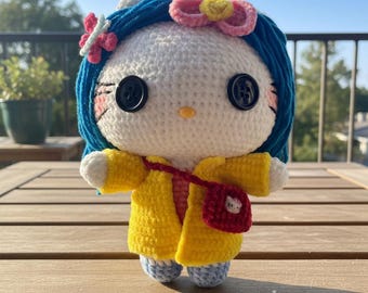 Button eyes Kitty Crochet Doll Plush | Handmade kitty Amigurumi | Halloween Kawaii Gift