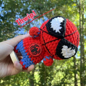 Handmade Spiderman Crochet Doll: Amigurumi Superhero Plush 7inch birthday gift