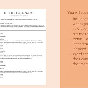 Minimalist Resume CV Template With Cover Letter - Etsy