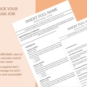 Minimalist Resume CV Template With Cover Letter - Etsy