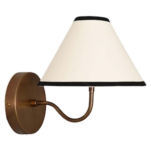 Brass and Linen shade wall lamp  Antique Cream Modern Wall Light Fixture, Farmhouse Sconce Brass Wall Light, Classic Sconce, Minimalist