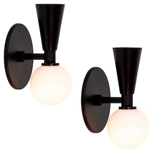 Mid Century Brass Wall Sconce: Modern Bedroom Office Lighting