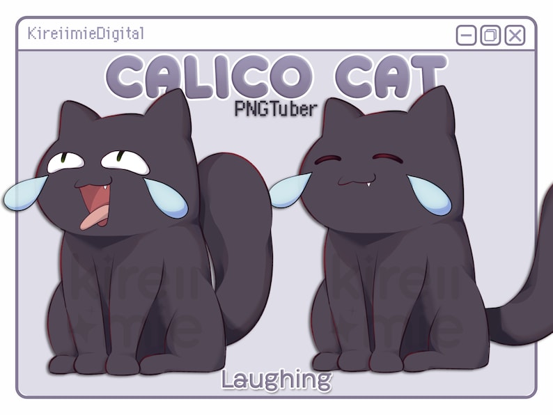 PNGTuber black cat crying with laughter emote.
