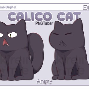 PNGTuber spooky black cat angry and pouting.