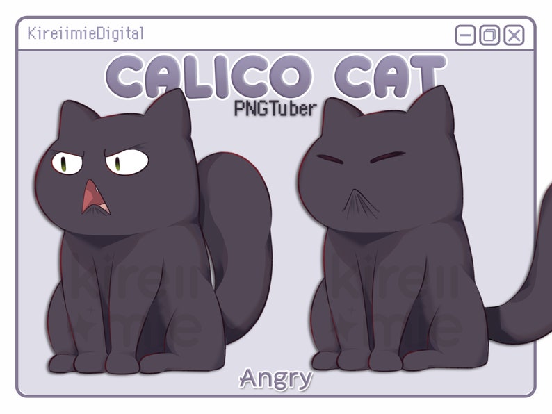 PNGTuber spooky black cat angry and pouting.