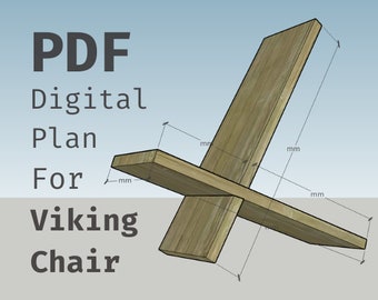 Viking Chair Plan/Blueprint - Model With Two Notches, Modern Minimalistic Design, PDF Format, 3D Sketches, Phone Viewing Format