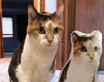 Custom Cat Pillow - Personalized Pet Gift - Cat Shaped Pillow with Your Pet’s Photo