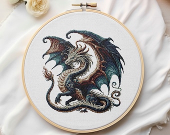 Dragon Cross Stitch Pattern PDF, Dragon Counted Cross Stitch, Fantasy Cross Stitch, Cute Cross Stitch, Cosmic Cross Stitch Instant Download