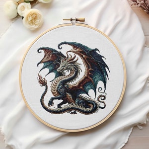 Dragon Counted Cross Stitch Pattern: Fantasy Cosmic Design (PDF Pattern)
