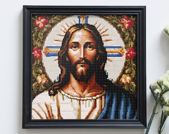 Patrón de punto de cruz de Jesucristo: Retrato religioso (Patrón PDF)
