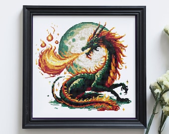 Fantasie Drache Kreuzstich-Muster, Cosmic Design (PDF-Muster)