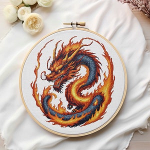 Dragon Cross Stitch Pattern: Fantasy Cosmic Design (PDF Pattern)
