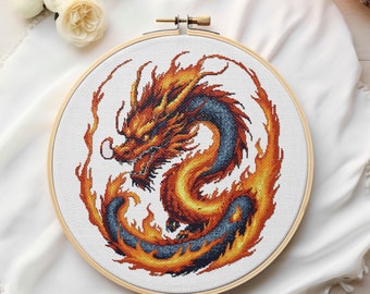 Dragon Cross Stitch Pattern PDF, Dragon Counted Cross Stitch, Fantasy Cross Stitch, Cute Cross Stitch, Cosmic Cross Stitch Instant Download