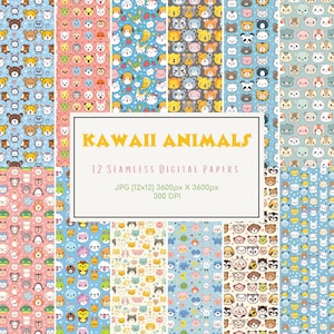 Kawaii Musterdesign Kawaii Tiere Printable Digitales Papier