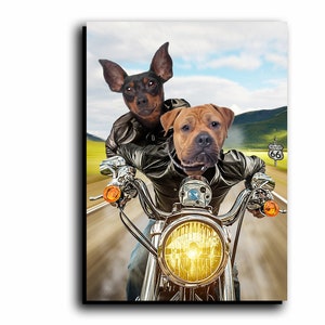 Bikers, Custom Pet Portrait, Rt 66, Harley Bikes Pet Portraits, Funny Custom Pet Portraits, Custom Portrait, Digital Portraits