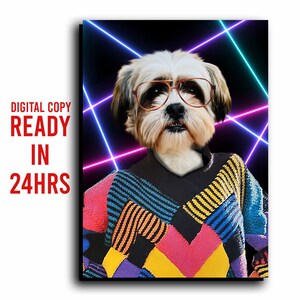 &quot;Retro 80er Jahre Haustier Portrait &quot;&quot;Haustier Portrait&quot;&quot; Poster, Posterdruck (Digitaler Download)&quot;
