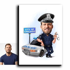 Kundenspezifische Polizei Cartoon Gesichter, Karikatur Geschenk, Geschenkidee, Benutzerdefinierte Gesichter, personalisiertes Porträt, Nur digitale Datei