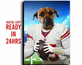 Retrato de mascota personalizado de los Kansas City Chiefs: regalo divertido de fútbol americano (copia digital)