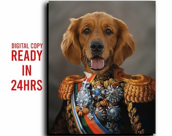 Custom Renaissance Pet Portrait: Regal Pet Art (Digital+Canvas+Poster)