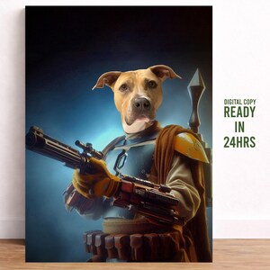 Personalisiere dein Haustier: Mando Krieger Haustier Porträt Haustier Porträt