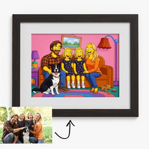 Custom Simpson-familieportret: gepersonaliseerde digitale kunst (digitaal bestand)