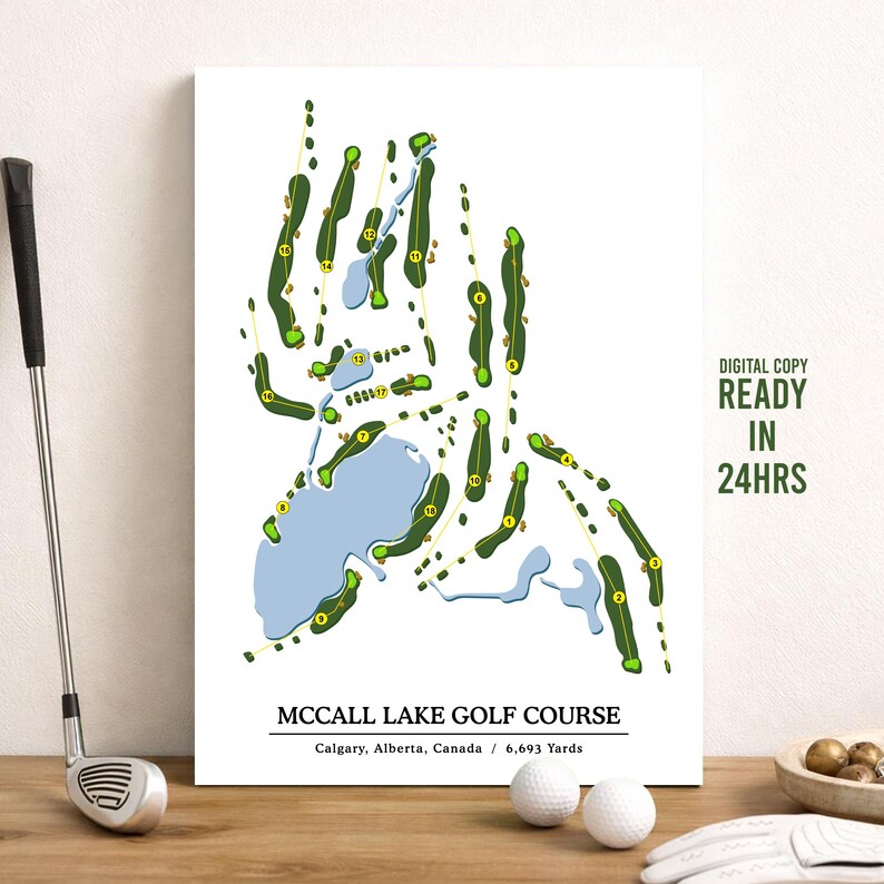Custom Golf Course Map, Mccall Lake GOLF COURSE, Alberta, Canada , Wall ...