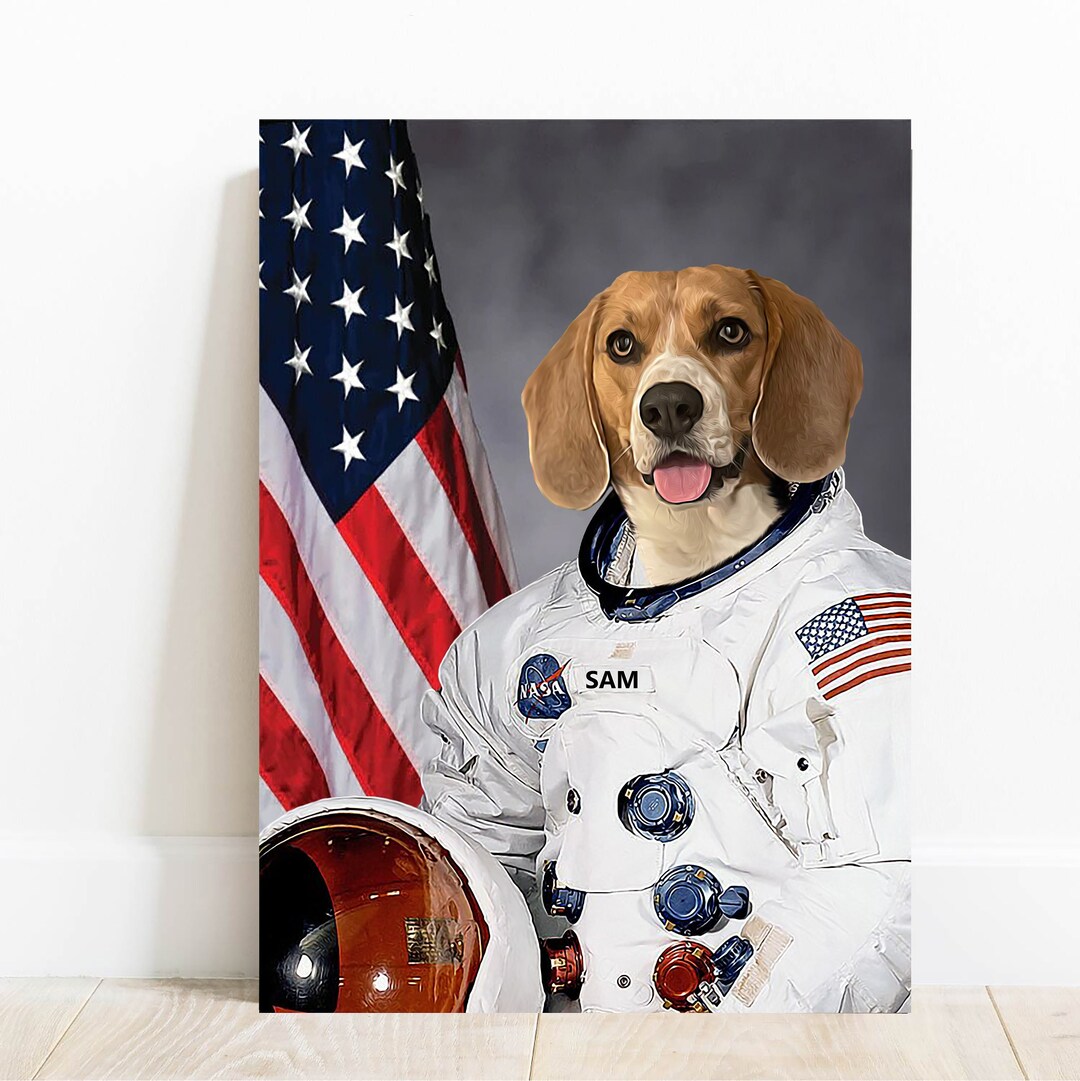 Custom Astronaut Astronaut Pet Portrait Astronaut Love Gift Etsy