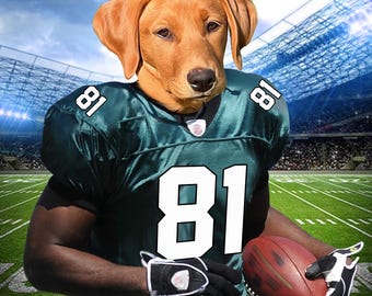 Retrato personalizado de mascota de la NFL: Arte canino de un equipo de fútbol americano de EE. UU. (Descarga digital)