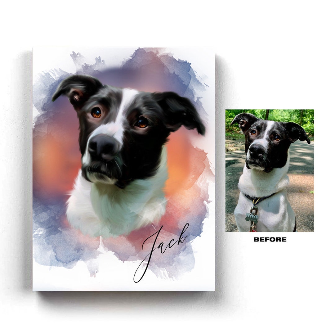 Custom Watercolor Pet Portrait: Dog & Cat Memorial (digital Copy) - Etsy
