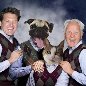Your Family Portrait,  Step Brother Pets and human Portrait, Funny Pet Gift,Personalized Step brother canvas, Funny  Pet Portraits