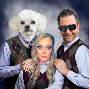 Custom Step Brother Pets and human Portrait, Funny Pet Gift, Pets Gift Idea, Pet Portraits, Funny  Pet Portraits, Christmas Gift
