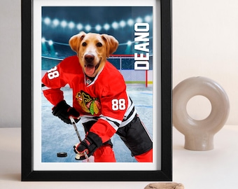 Custom Ice Hockey Pet Portrait: Funny Sports Gift (Digital Download)
