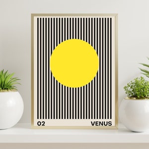 Art spatial minimaliste unique | Affiche de la planète Vénus | Tirage d’art téléchargeable | Art mural imprimable | Art moderne du milieu du siècle | Téléchargement instantané
