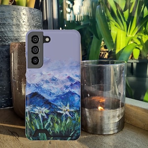 Edelweiss, Handyhülle mit Kartenfach, iPhone Samsung card Clot case edelweiss - Florale Geldbörse, Kartenfach Handyhülle, Handyhülle mit Tasche,