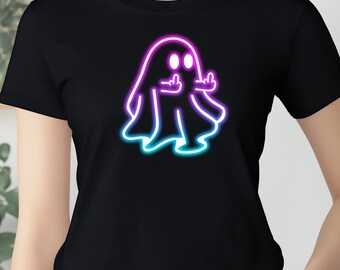 Retro Halloween Ghost Neon PNG - Spooky Season Graphic (Digital Download)